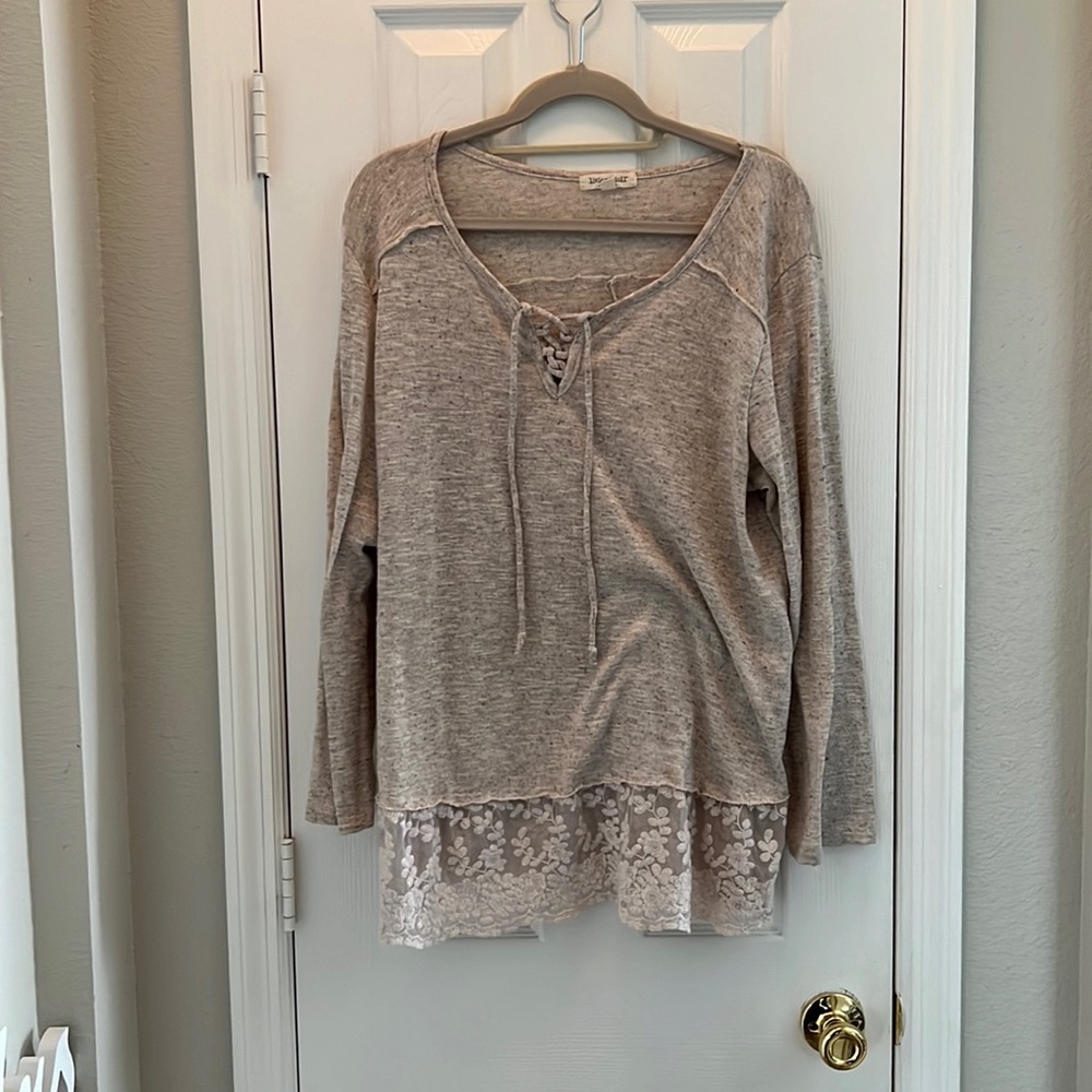 Lace Trimed Cream Color Blouse